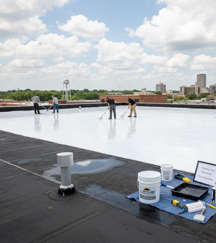 Roof coating application by MAC Construction