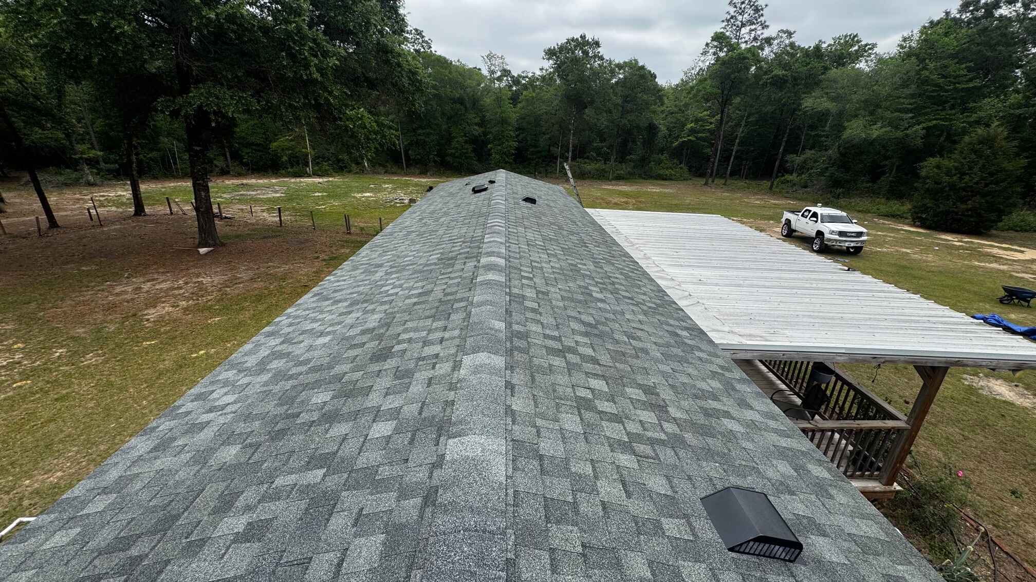 Roof repair project in Dothan AL by MAC Construction — geneva AL project before and after completed
