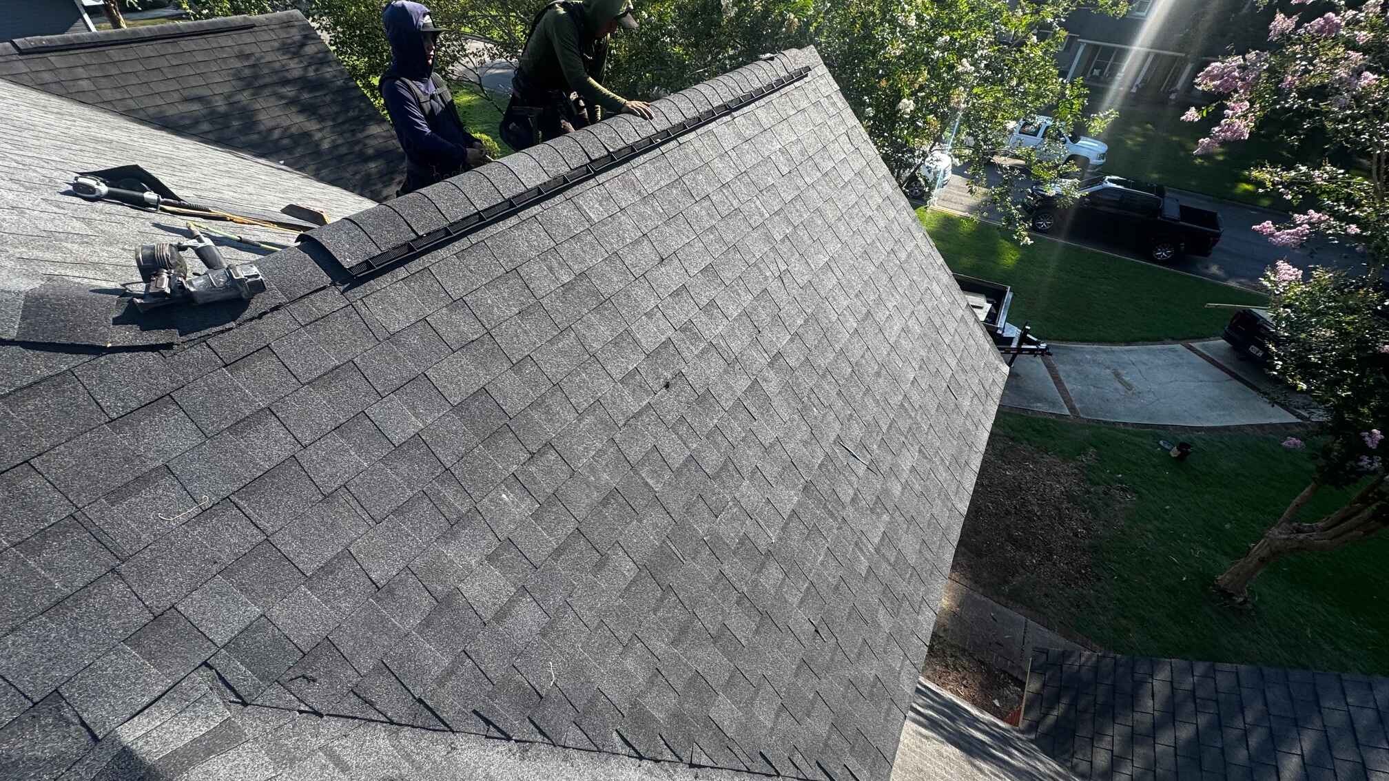 Crew installing a new roof on a Dothan home