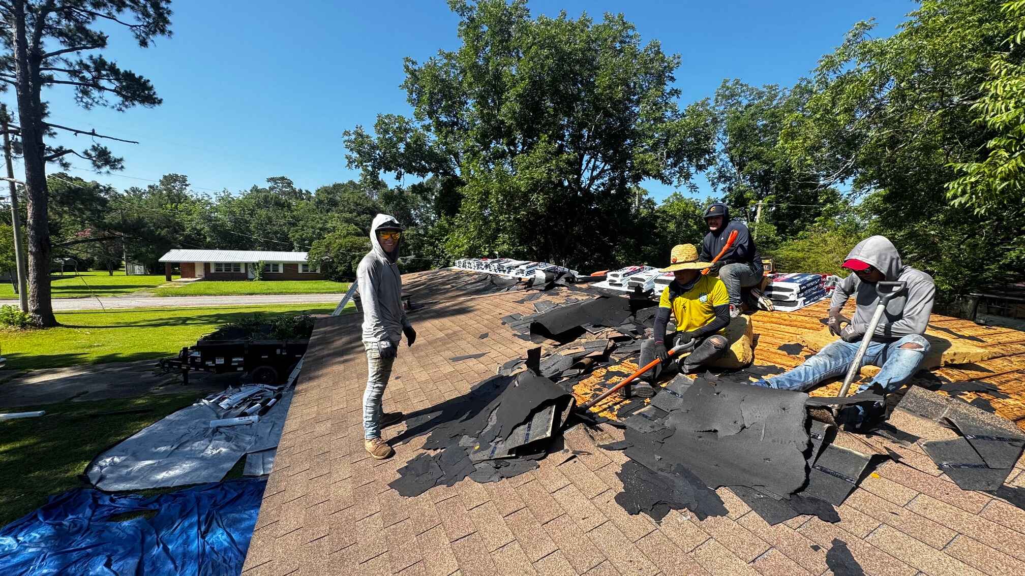 Dothan roof replacement project during tear-off