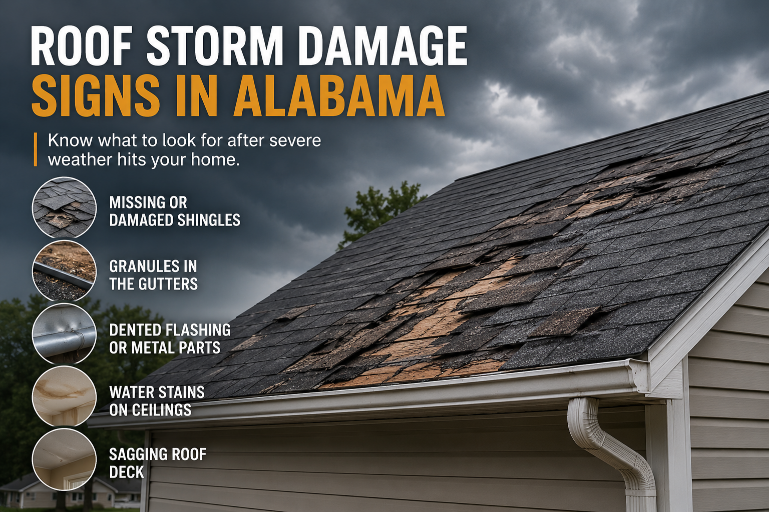 Real storm damage roof repair inspection in Houston County AL by MAC Construction